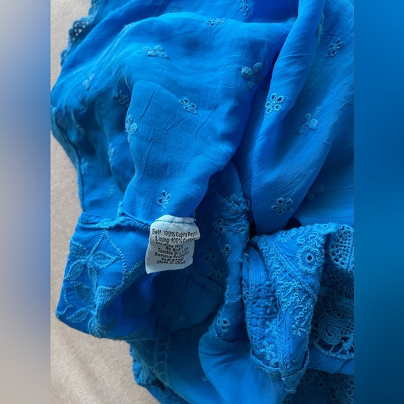 JOHNNY WAS Olympia Eyelet Midi Dress In Ocean Blue Size S - Picture 11 of 14